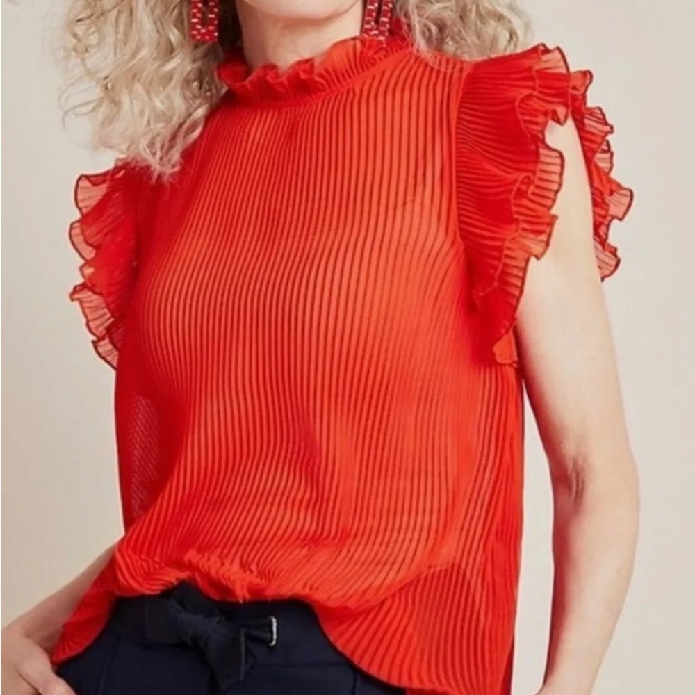 Anthropologie | Pleated Frieda Ruffle‎ Blouse